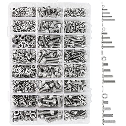 HELIFOUNER 810 Pieces M3 M4 M5 M6 304 Stainless Steel Hex Socket Cap Metric Screws Bolts Washers Nuts Hardware Assortment Kit with Hex Wrenches - size: M3 M4 M5 M6 (810 Pieces), style: Socket Head Screws