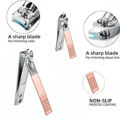 Manicure Set Women Men Nail Clipper Set Travel Manicure Tool Nail Care Set | Finger Toe Nail Clippers Kit Personal Care Tool with Portable Case Women Men Nail Grooming Kit Gifts for Mother Wife - color: Rose Gold