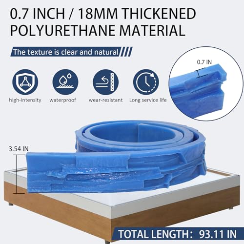 93.11" L x 3.54" W x 0.59" T Concrete Edge Mold, Stone Rock Edge Form Liner, Concrete Countertop Edge Form with Chiseled Stone Finish for Countertops, Steps, Benches & Fireplace Edging - size: 93.11" Long x 3.54" Wide x 0.59"