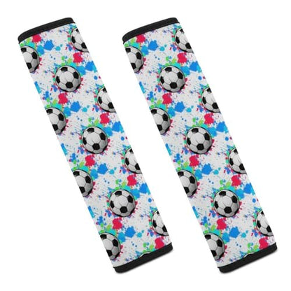 2 Pack Splash Ink Soccer Ball Football Sport Car Seat Belt Pad Breathable Shoulder Harness Cover for Adult Use, Stroller Pushchair High Chair, Pressure Relief - color: Pattern 1237