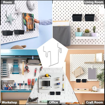 Tandefio 12 Pcs Pegboard Bin Hooks Metal U Hook Heavy Duty Peg Board Hangers for Hanging Tool Display Organizer Accessories for 1/8 Inch and 1/4 Inch Pegboard or Slatwall Room Office Kitchen Workshop