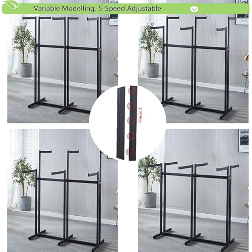 Floor Standing Metal Garment Rack - Heavy Retail Display Racks With Wheels | 6 Arms Clothing Rack, Square Tubing Portable Shirt Rack, Merchandise Display RackFor Hanging Clothes (Pink) - color: Pink