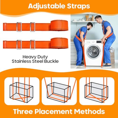 Moving Straps with Chest Buckle,2-Person Shoulder Moving Straps with 1-Person Lifting Strap for Moving Furniture,Appliances,Mattresses Heavy Object Up to 1200Lbs - color: Orange-With Chest Buckle