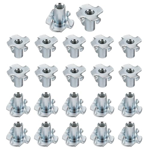 HARFINGTON M4x11.5mm T-Nuts 4 Pronged Tee Nut 0.57" x 0.45" Fully Thread Carbon Steel Inserts for Wood, Rock Climbing Holds, Cabinetry, Furniture 50pcs - size: M4x11.5mm