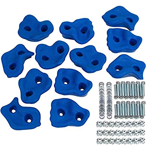 Swing Set Stuff Inc. Large Textured Rock Holds (Blue) Set of 12 with SSS Logo Sticker