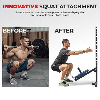 Sunny Health & Fitness Power Cage Squat Rack Attachments for Home Gym | Strength Training, Expanded Workout Variety, Durable Construction, Secure Fit, Quick Installation, Versatile Exercise Support - style: Belt Squats