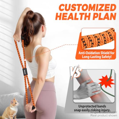 KUTIZE Figure 8 Resistance Bands for Women Men, Exercise Bands with Handles, 8 Shaped Resistance Bands for Back, Arm, Chest & Shoulder Workout, Home Gym Equipment for Yoga, Pilates, Physical Therapy - style: Orange