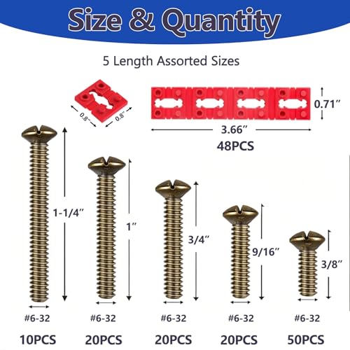 168pcs Bronze Wall Plate Screws & Outlet Spacers Kits, 3/8", 9/16", 3/4", 1", 1.2" Outlet Screws 6-32 and Receptacle Spacers for Switch Electrical Box - color: Bronze+Red, size: 3/8", 9/16", 3/4", 1", 1.2"
