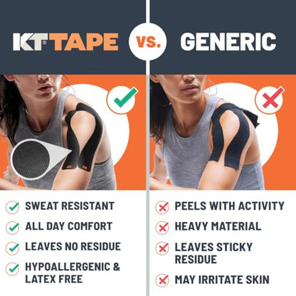 KT Tape, Original Cotton, Elastic Kinesiology Athletic Tape, 20 Count, 10” Precut Strips, Purple - color: Purple