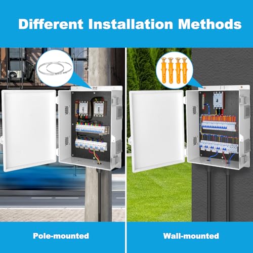 Electrical Junction Box, Outdoor Water Resistant Nema Enclosure, Ventilated ABS Plastic WiFi Project Box with Internal Mounting Panel & Hinged Cover 9.2" Lx 7" Wx 4.6" H - size: 9.2"L x 7"W x 4.6"H