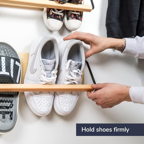 Wall Mounted Shoe Rack - A Wooden, Modern, Slim, and Small Shoe Storage Solution for Shoes and Boots in Narrow Spaces, entryways, or hallways. (30-in-Wide) - size: 30-in-wide (Single)