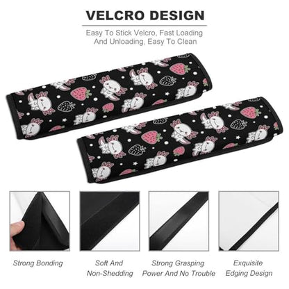 2 Pack Cute Axolotl Strawberry Funny Pink Seat Belt Cover Universal Fit Seat Belt Cushion for Kids, Stroller Pushchair High Chair, Neck and Shoulder Support - color: Pattern 584