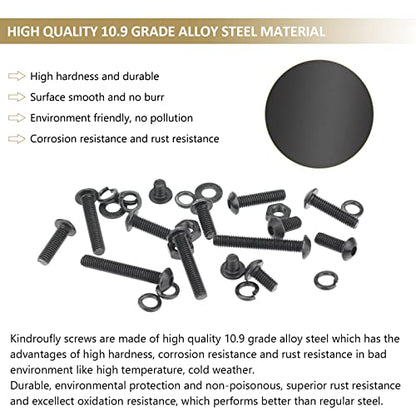 562 Pieces Black M3 x 5/6 /8/10 /12/16 /20mm Button Head Socket Cap Screws Nuts Washers Assortment Kit, 10.9 Grade Alloy Steel - size: M3, style: Button Head