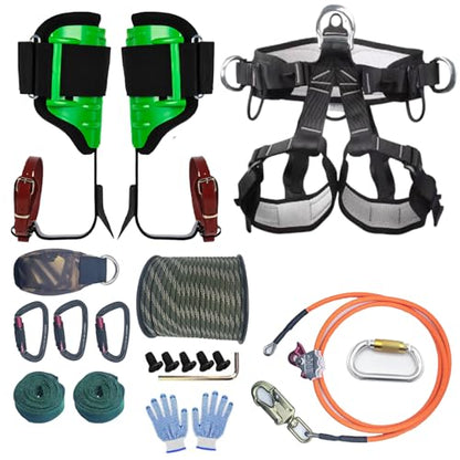 Tree Climbing Gear, Tree Climbing Spikes，Arborist Equipment for Climbers, Hunting, Fruit Picking ，Logging Etc - size: Tree Climbing Gear Green C
