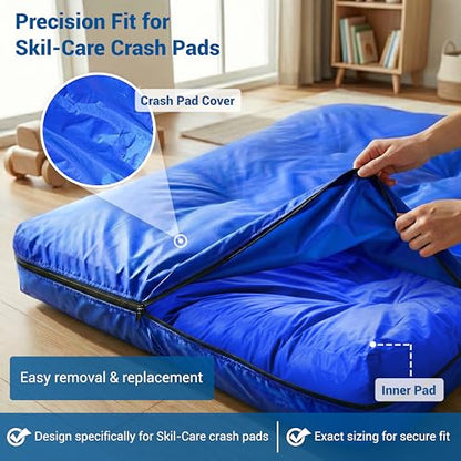 Skil-Care Crash Pad Cover Replacement, Nylon and Cozy Cloth, Machine Wash | Indoor & Outdoor Durable Cover Only (No Foam), Soft Landing, Crashpad for Kids Sensory Mat, For Active Play, Machine Washable - size: 5' x 5' Cover