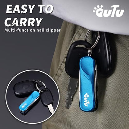OUTU Keychain Nail Clippers Multitool, 7 in 1 EDC Utility Tool with Nail Clipper, Scissors, Manicure Sets Gifts for Him Men Husband Dad Boyfriend (Blue) - size: Blue