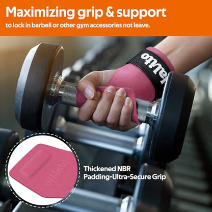 Weight Lifting Wrist Strap，Double Layer Leather Wrist Wraps with Neoprene Padding for Weightlifting & Deadlifts – Adjustable Gym Straps for Men & Women - color: Rose