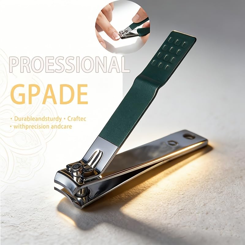 Professional Manicure Pedicure Set 10PCS Stainless Steel Nail Clipper Grooming Kit with Cuticle Trimmer Toenail Cutter Nail File Tweezers Ear Pick Travel Case for Hand Foot Care Emerald Green