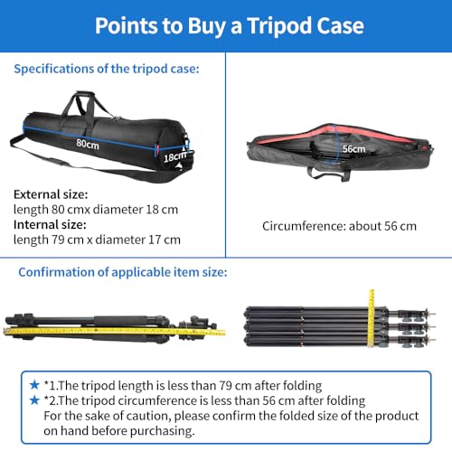 HEMMOTOP Tripod Case Bag All-Around Thick Padded Portable 31.5x7 in R08018 | Heavy Duty, Nylon, Hand-Held and Shoulder-Back, 2 Zippered Pockets, for Carrying Speaker Stand, Monopod, Fishing Pole - size: 31.5" L x 7" D