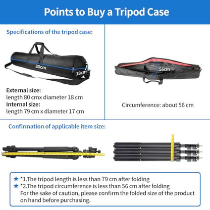 HEMMOTOP Tripod Case Bag All-Around Thick Padded Portable 31.5x7 in R08018 | Heavy Duty, Nylon, Hand-Held and Shoulder-Back, 2 Zippered Pockets, for Carrying Speaker Stand, Monopod, Fishing Pole - size: 31.5" L x 7" D