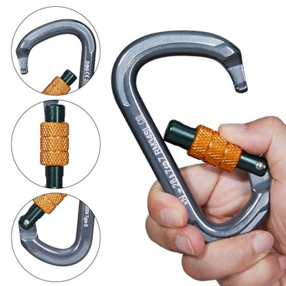 Auto Locking Rock Climbing Carabiner Clips, Heavy Duty Asymmetrical Carabiner Connector Used for Rappelling Rescue Outdoor Climbing, Mountaineer, Hammock, Camping - color: 28KN（3pack）