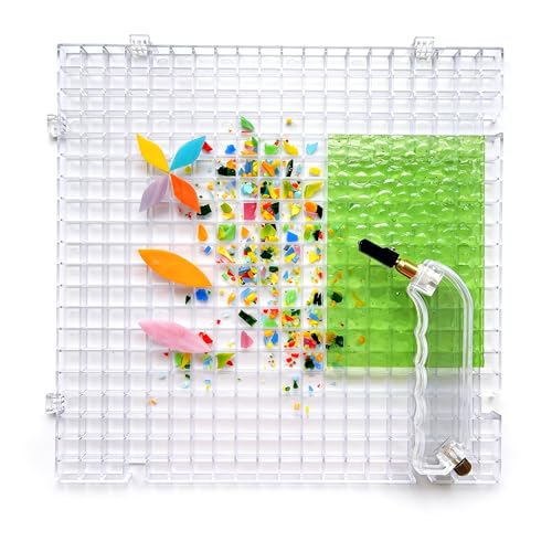 Stained Glass Cutting Mat, Solid Bottom Plastic Grid, 12"x12", Includes Rubber Pads, Breaker Ball, Non-Slip Grip Rings, Ideal for Stained Glass Artists, Hobbyists (Clear-1 PACK) - color: Clear-1 Pack