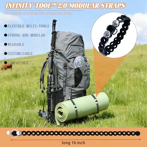 Modular Straps (4-Pack), Gear Tie, EDC Multi-Tool Strap for Camping, Travel & Outdoor Survival（Black） - color: Black four