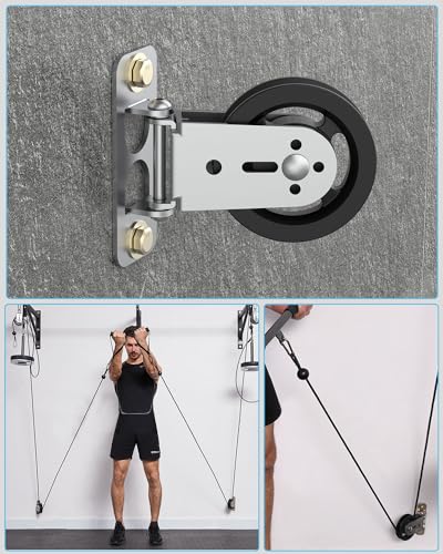 Gym Pulley Blocks, 3.5Inch/88mm Wall Mount Fixed Pulley Wheel, Upgrade Rotation 180 Degree, Load Bearing 300LBS, Heavy Duty Swivel Wheel for LAT System, DIY Fitness - style: Wall-mounted Pulley -2 Pack