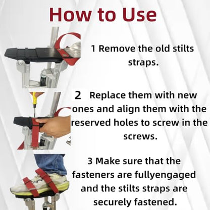 Universal Drywall Stilt Replacement Straps (4PCS) - Adjustable Nylon Leg Straps for Secure & Comfortable High Work - Construction, Painting, Plastering, Street Performances