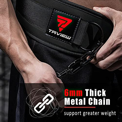Heavy Duty Dip Belt With Chain - Weighted Pull Up Belt for Workout - color: black