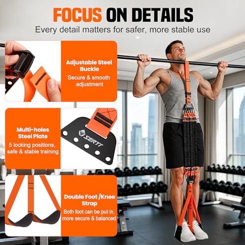 SERTT Adjustable Pull Up Assistance Band, Heavy Duty Assisted Pull Up Bands Support 375lbs, Upgrade Pull Up Bar Resistance Band for Assist Pullup Home Gym Strength Training - color: Orange