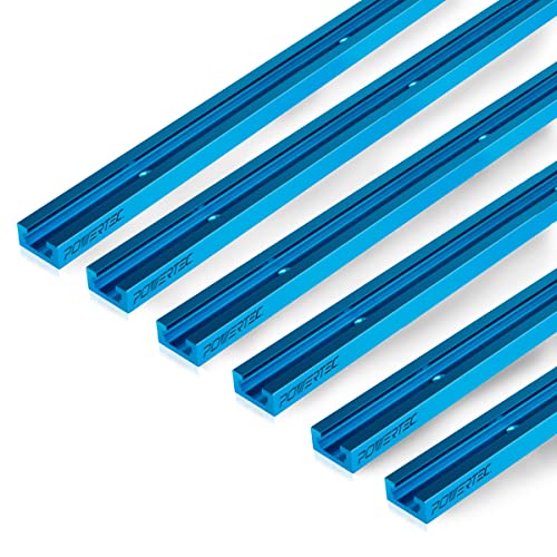 POWERTEC 71158-P3, 6 Pack, 48 Inch Double-Cut Profile Universal T-Track with Predrilled Mounting Holes, Aluminum T Track for Woodworking Jigs and Fixtures, Drill Press Table, Router Table, Workbench - size: 48" T track, 6PK