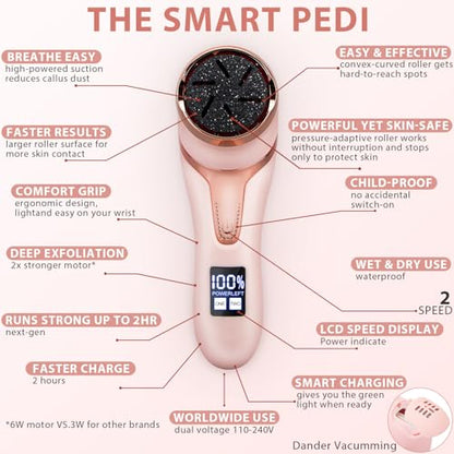 Electric Callus Remover for Feet (with Vacuum Cleaner), Rechargeable Foot Callus Remover Pedicure Tools Foot File, Professional Foot Care Kit Deadskin Remover with 3Heads&2Speed,LCD Display-Pink - style: Pink Electric Callus Remover +10in1+9 heads