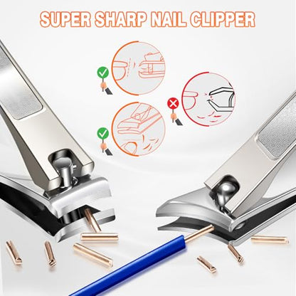 Nail Clippers for Men with Slanted Curved Blade, Large Heavy Duty Fingernail Clipper Stainless Steel Slanted Nail Cutter with Long Handle Gifts for Men Women Adults - style: Silver Ingrown Toenail Clippers