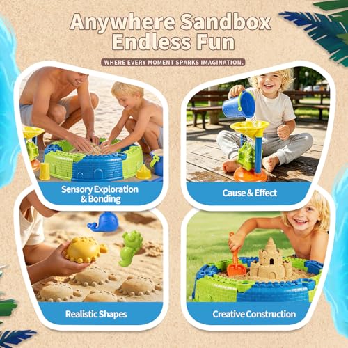 LUCKFUTURE 25 PCS Toddler Beach Toys Set, Sandbox Gift for Kids | Sand Playset with Bucket Shovels Molds & Funnel, Summer Outdoor Fun for Boys Girls 18+ Months