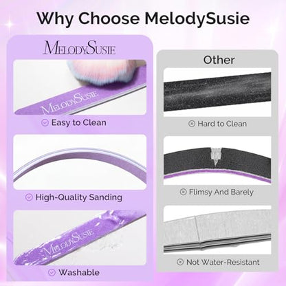 MelodySusie 2Pcs Professional Nail Files 100/180 Grit, Double Sided Straight Shape Emery Boards for Acrylic, Gel and Natural Nails, Manicure Pedicure Shaping Tools for Home Salon, Purple - size: 2Pcs Straight Shape