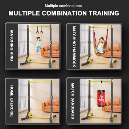 Pull Up Station, 11-Level Height Adjustable Pull Up Bar Stand, Free Standing Pull Up Bar for Home Gym Multi-Function Strength Training Pull Up Dip Station, Power Tower