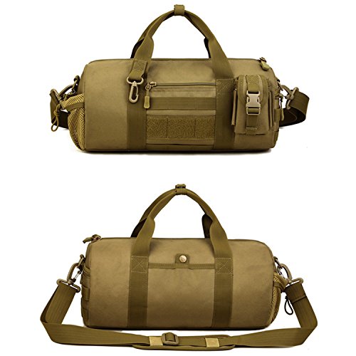 Huntvp Small Tactical Duffle Bag MOLLE Handbag Gear Military Travel Carry On Shoulder Bag Small Valise - color: Brown