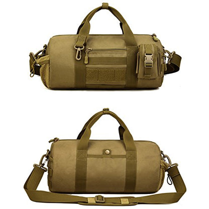 Huntvp Small Tactical Duffle Bag MOLLE Handbag Gear Military Travel Carry On Shoulder Bag Small Valise - color: Brown