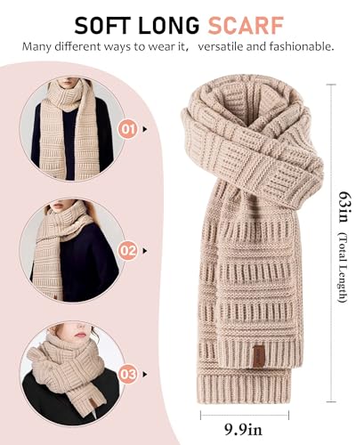 Womens Winter Beanie Hat Scarf Gloves Headband Set, Slouchy Beanie Ear Warmer Knit Scarf Touchscreen Gloves Warm 4 Gift Set - color: Dark Orange