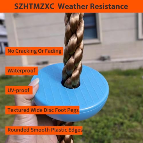 Kids Climbing Rope Swing with Platform Discs | Outdoor Tree Rope Ladder, Indoor Backyard Playground, Heavy Duty Tree Mount, Ninja Course Accessories - size: Ladder