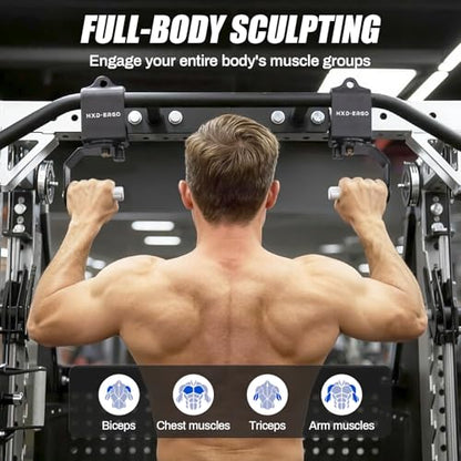 HXD-ERGO Rotating Pull-Up Handles-Ergonomic Exercise Handle for LAT Pulldown Attachments/Seated Rows/Barbell Handles -Quick Attachment to Bar for Strength Training Workout - color: Black-Fixed rotation