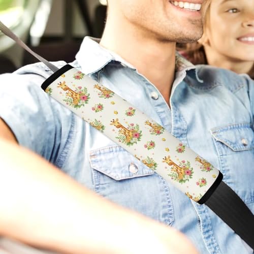 2PCS Universal Fit Car Seat Belt Pad for Kids, Most Cars, Cute Giraffe Flower Seat Belt Cushion, Shock Absorption - color: Pattern 958