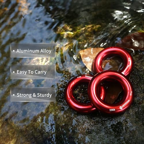 NewDoar Rappel Ring 25kN Gold Large O-Ring Rope Connector for Rock Climbing Arborist Rescue Hammock and Slackline - color: Red Small 2pcs