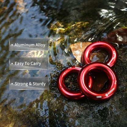 NewDoar Rappel Ring 25kN Gold Large O-Ring Rope Connector for Rock Climbing Arborist Rescue Hammock and Slackline - color: Red Small 2pcs