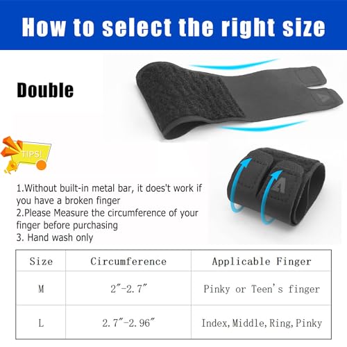 Finger Splint Trigger Finger Brace Adjustable Finger Sleeve Buddy Wraps Compression Finger Support Mallet Finger Support for Arthritis Pain Sport Injuries (Double, M) - size: Medium, style: Double - 2pcs