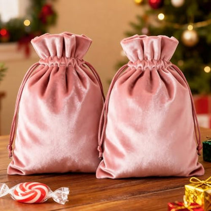 HRX Package Soft Velvet Gift Bags, 5.1x7.8 inch Velvet Drawstring Pouches -Pink for Jewelry Crystal Dice Tarot Rune (4 Pack) - color: Pink