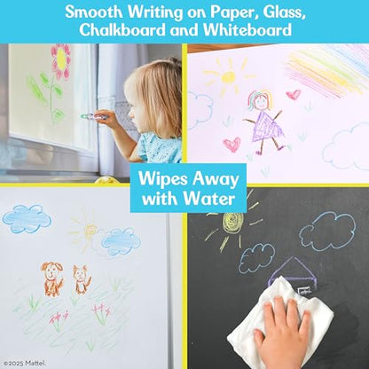 Fisher-Price™ Dustless Chalk Set - 12 Bright Colors with Adjustable Holders, Portable Storage Case, Washable Art Supplies, Safe & Non-Toxic, Draw on Chalkboards, Sidewalks, and Paper