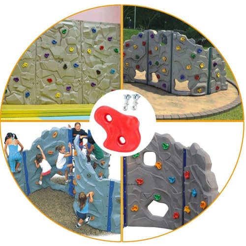 Climbing Hand Foot Holds Grip Kits 10pcs Climbing Holds Stones Plastic Large Climbing Rocks Outdoor Playground Set for Kids - color: Red