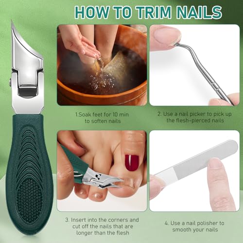 Eagle Beak Beveled Nail Clippers, 2025 New Ultra Sharp Stainless Steel Nail Clippers for Thick and Ingrown Nails (Green)